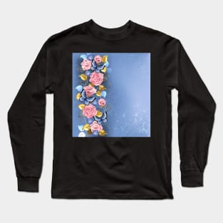 Pink Roses and Butterflies Long Sleeve T-Shirt